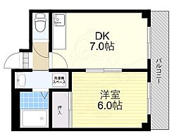 第6浦濱ビレッジ 5階1DKの間取り