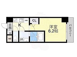 エスリードレジデンス東三国デュオ 11階1Kの間取り
