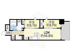 リビオメゾン新大阪 3階2LDKの間取り