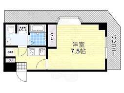 コスモハイツ三国 2階1Kの間取り