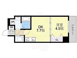 阪急京都本線 南方駅 徒歩4分の賃貸マンション 3階1DKの間取り
