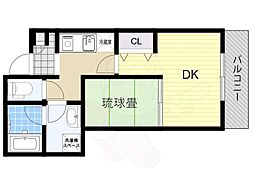 震雲マンション 3階1Kの間取り