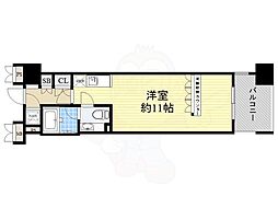 デュオン新大阪レジデンス 15階ワンルームの間取り