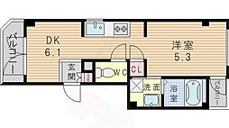 Osaka Metro御堂筋線 東三国駅 徒歩5分の賃貸マンション 4階ワンルームの間取り