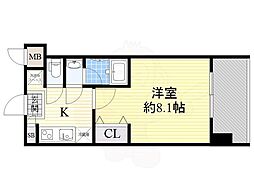 レジディア新大阪 6階1Kの間取り