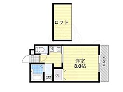 シエテ淡路 2階1Kの間取り