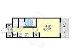 プレサンス江坂クォーレ 1Kの間取図画像
