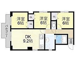 プリムール 3DKの間取図画像