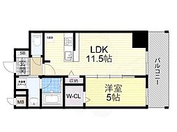 GrandiaOSAKANORTH 1LDKの間取図画像