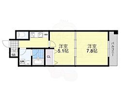 レフィーナカルム江坂 1DKの間取図画像