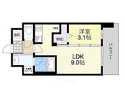 Attirant西三国 1LDKの間取図画像