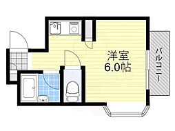 木元ハイツ 1Kの間取図画像
