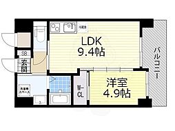 ノルデンハイム江坂2 1LDKの間取図画像
