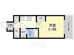 エスレジデンス江坂エミネンス 1Kの間取図画像