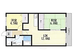 アイボリッチウエスト 2LDKの間取図画像