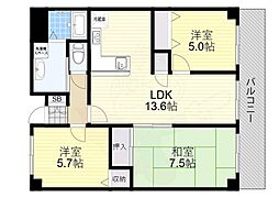 ハルフィー江坂 3LDKの間取図画像