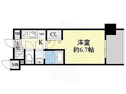 レジディア新大阪 1Kの間取図画像
