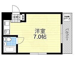 パレ山手 1Kの間取図画像