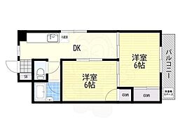 第2マンション北 2DKの間取図画像