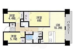 テレーズ神崎川 3LDKの間取図画像
