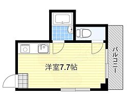 新大阪ハイツ ワンルームの間取図画像