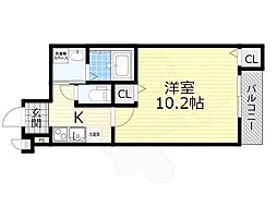 フジパレス吹田金田公園 1Kの間取図画像