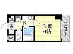 ラ・レジダンス・ド・江坂 1Kの間取図画像