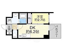 大阪市淀川区西宮原1丁目マンション 1DKの間取図画像