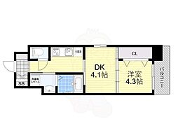 LIVEGARDENESAKA8 1DKの間取図画像