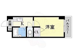 ノルデンハイム淡路D棟 1Kの間取図画像