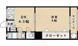 サンライフ栃木北棟 1Kの間取図画像