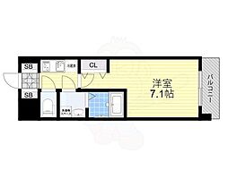 アーバンフラッツ新大阪1 1Kの間取図画像