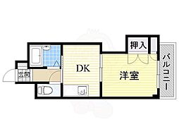 第2東三国グランドハイツ北 1DKの間取図画像