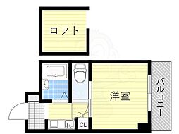 グレイスハイツ北大阪 1Kの間取図画像