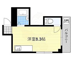 新大阪ハイツ ワンルームの間取図画像