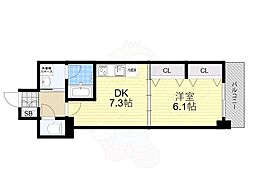 フィールドライト新大阪 1DKの間取図画像