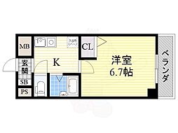 コスモハイツ 1Kの間取図画像