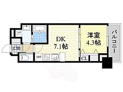 スプランディッド新大阪キャトル 1DKの間取図画像