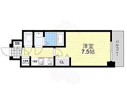 アドバンス江坂ラシュレ 1Kの間取図画像