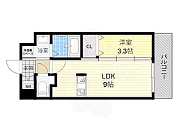 CORVAL新大阪 1LDKの間取図画像