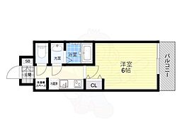 CORVAL新大阪 1Kの間取図画像
