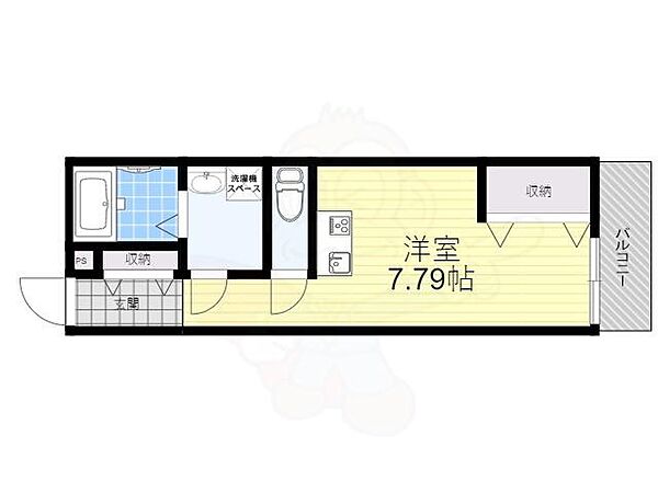 ｃｈｏｕ　ｃｈｏｕ　Ｎａｋａｍｉｙａ　EAST ｜大阪府枚方市中宮東之町(賃貸アパート1R・1階・22.23㎡)の写真 その2