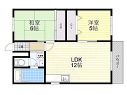 明生コーポラス 2LDKの間取図画像