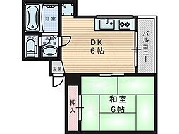 シャルマン津村 1DKの間取図画像