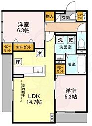 フィエルテ(Fierte) 1階2LDKの間取り