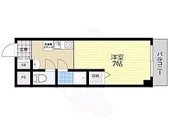 サンドール山口 3階1Kの間取り