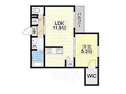 シエーナ楠葉ジェミオス 3階1LDKの間取り