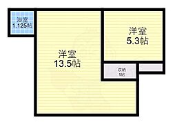 シエーナ楠葉ジェミオス 2階1LDKの間取り
