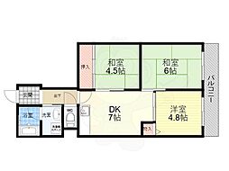 サンロイヤル塚口 2階3DKの間取り