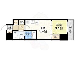 ArtizA尼崎立花 6階1DKの間取り